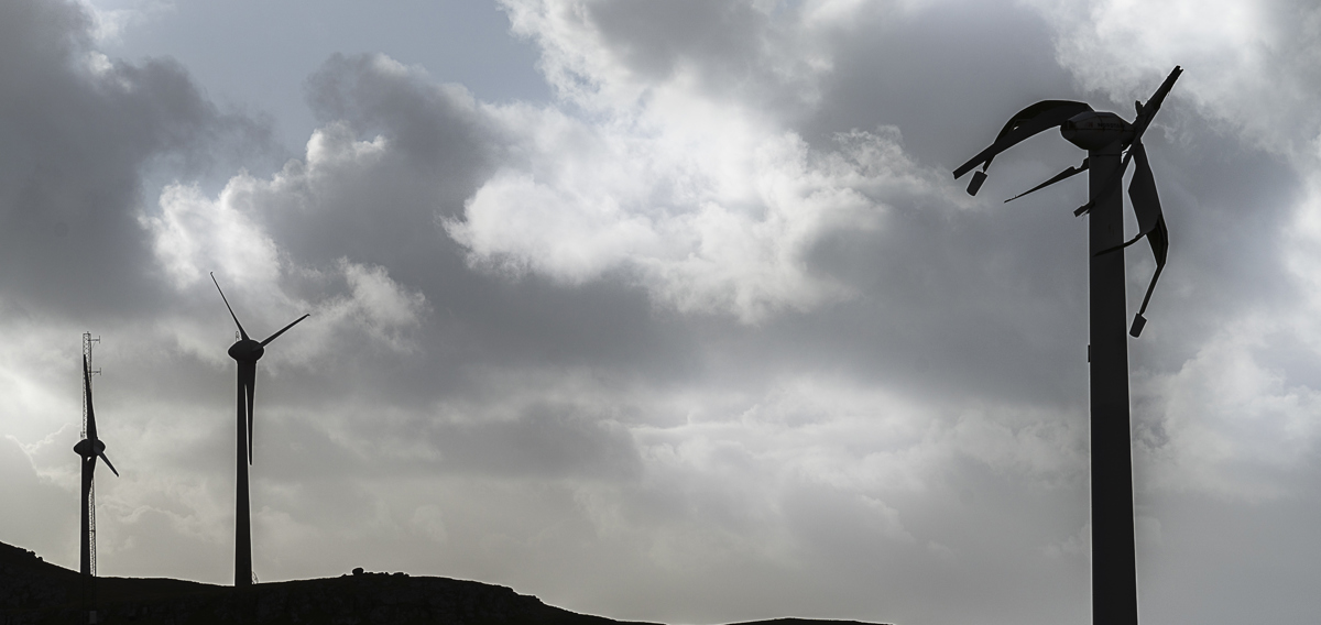 Wind turbine struck by lightning